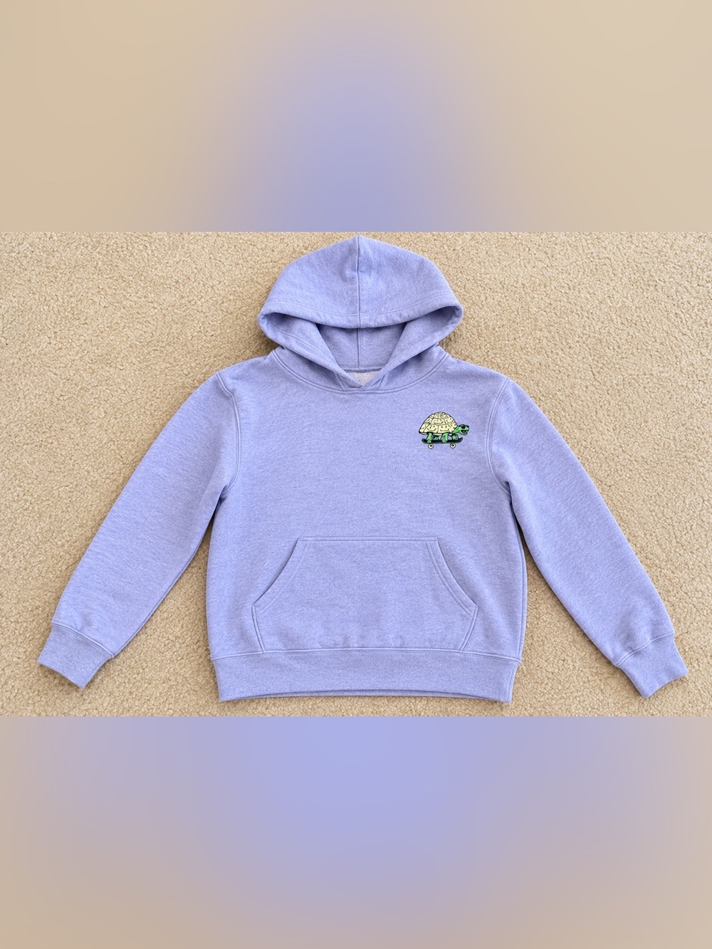 Kids Lavender Hooded Sweatshirt with Turtle Patch